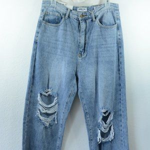 Skinny Fries Denim Jeans 13 Juniors Ripped Super High Rise Relaxed Fit Frayed
